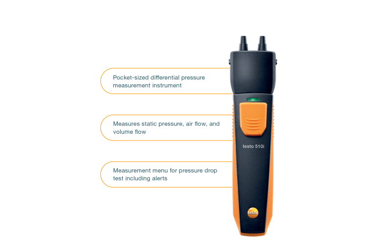 testo 510i - differential pressure measuring instrument with smartphone operation